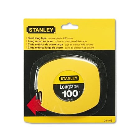 Ors Nasco Stanley, Long Tape Measure, 1/8in Graduations, 100ft, Yellow 34106